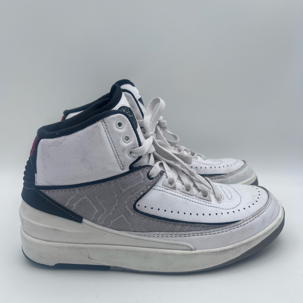 Size 6.5y-Nike Air Jordan 2 Retro Python White Fire Red Black (DQ8562-102)
